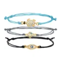 Set di tre bracciali bohémien in filo di cera intrecciato con tartaruga e malocchio - Stile Combinazione Tartaruga Occhio (3)