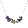 Original design amethyst and smoky quartz raw stone clavicle necklace for women in silver - Inner Peace