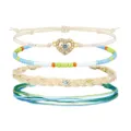 Set di braccialetti bohémien con ciondolo a cuore malocchio e perline colorate. - Stile Perline Cuore Occhio (5)