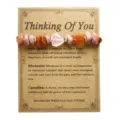Bracciale di perline in pietra naturale con quarzo rosa a cuore e carta kraft - Cuore Quarzo Rosa Corniola Rodonite (3923)