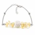 Bracciale in pietra lavica bianca e citrino giallo con catena in argento per oli - Citrino