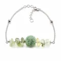 Bracciale in pietra lavica verde naturale con cristalli irregolari da donna, sku - Prehnite