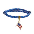 Verstellbares blaues Paracord-Seilarmband mit einem emaillierten US-Flaggen-Anhänger - Stil 2 (4006)