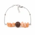 Bracciale diffusore di oli essenziali in pietra lavica naturale e pietre color pesca - Pietra di Luna Arancione