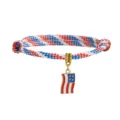 Handgefertigtes verstellbares geflochtenes USA-Flaggenarmband mit Legierungsanhänger für den 4. Juli - Stil 4 (4006)