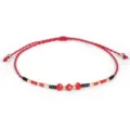 Braccialetto dell'amicizia fatto a mano in filo rosso con perline colorate e pietre - Rosso