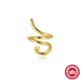 Detailed macro view of a minimalist gold-plated S925 sterling silver spiral ear cuff - Single Gold - Plain Surface