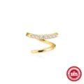 Gold-plated S925 sterling silver spiral ear cuff with sparkling zircon stones. - Single Gold - Rhinestone Inlaid