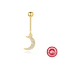 Elegant gold plated 925 sterling silver crescent moon piercing stud with cubic zirconia. - Moon Style (#3) / Gold