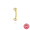 Vergulde 925 sterling zilveren gebogen barbell piercing met iriserende opalen uiteinden - Dubbele Kop Opaal Stijl (Goud #1) / Goud #1