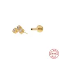 Gold-plated 925 sterling silver labret stud earring featuring three sparkling zircons - 3-Cluster Zirconia Style (#1) / Gold
