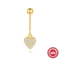 925 Sterling Silver Gold Heart Piercing Jewelry with Sparkling Cubic Zirconia Stones - Heart Style (#4) / Gold