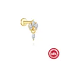 Elegant 925 sterling silver gold plated labret stud earring with marquise cut zirconia - 马眼花簇吊坠款(单只金色#3)