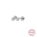 925 sterling silver flat back cartilage stud earring with triple zircon cluster stones - 3-Cluster Zirconia Style (#1) / White Gold