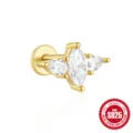 Orecchino a perno in argento 925 placcato oro con tre brillanti cristalli marquise - Stile Intarsiato Marquise (#2) / Oro
