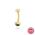 925 sterling zilveren gebogen halter piercing verguld met groene steen inleg - Opaal met Groene Steen Stijl (Goud #2) / Goud #2