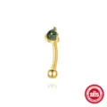 Gebogen barbell piercing van 925 sterling zilver met groene peervormige mosagaat - Groene Agaat Traan Stijl (Goud #3) / Goud #3