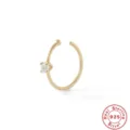 Elegante vergulde 925 sterling zilveren neusring met een fonkelende zirkonia steen - Vier-Potige Ronde Zirconia Stijl (KE600020) / Goud
