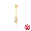 Exquisite 925 sterling silver gold plated heart dangle ball stud earring with crystal - Hollow Heart Style (#6) / Gold