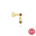 925 sterling silver gold-plated labret piercing with black rutilated quartz stones - Marquise Tassel (KE600013) / Gold #3
