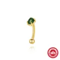 Elegante 925 sterling zilveren gebogen barbell piercing met groene opaal in goud - Groene Opaal Stijl (Goud #4) / Goud #4