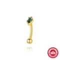 Elegante 925 sterling zilveren gebogen barbell piercing met groene opaal in goud - Ronde Groene Opaal Stijl (Goud #5) / Goud #5