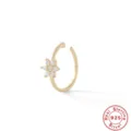 Vergulde 925 sterling zilveren neusring met een sprankelende bloem van zirkonia - Bloemvorm Stijl (KE600020) / Goud