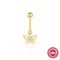 Gold-plated 925 sterling silver butterfly piercing stud with cubic zirconia - Hollow Butterfly Style (#10) / Gold