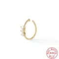 Vergulde 925 sterling zilveren neusring met drie sprankelende zirkonia steentjes - Verticale Drievoudige Zirconia Stijl (KE600020) / Goud