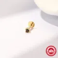 Gold S925 sterling silver flat back labret stud with natural black rutilated quartz stone - Single Stone Style (KE600013) / 2.0mm / Single Gold #5 (2mm)