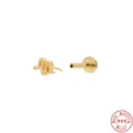 Gold 925 sterling silver snake stud earring with flat back cartilage piercing design - Wavy Snake Style (#4) / Gold