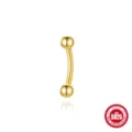 Vergulde 925 sterling zilveren gebogen barbell piercing sieraden met gladde bollen - Gladde Ronde Bol Stijl (Goud #7) / Goud #7