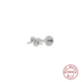 Sterling silver wavy cartilage stud earring with flat back piercing design for women. - Wavy Snake Style (#4) / White Gold