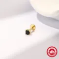 925 sterling silver gold plated labret stud earring with black rutilated quartz stone - Single Stone Style (KE600013) / 3mm / Single Gold #5 (3mm)