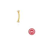 925 sterling zilveren vergulde gebogen halter piercing met sprankelende zirkonia steen - Dubbele Kop Klauwzetting Stijl (Goud #8) / 2mm / Goud Stijl 8
