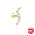 925 Sterling zilveren oorknopje met diamanten, gouden afwerking en platte schroef - Goud #7