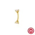 Vergulde S925 sterling zilveren gebogen barbell piercing met twee kristalpunten - Dubbele Kop Klauwzetting Stijl (Goud #8) / 3mm / Goud Stijl 8