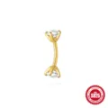 Gouden 925 sterling zilveren gebogen barbell piercing met zirkonia steentjes. - Dubbele Kop Klauwzetting Stijl (Goud #8) / 4mm / Goud Stijl 8