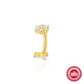 Verguld 925 sterling zilveren gebogen barbell piercing met zirkonia bloem - Bloem met Traan Stijl (Goud #9) / Goud #9