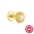 Orecchino a perno a girasole in argento sterling 925 placcato oro con opale bianco - Stile Opale Girasole (#7) / Oro