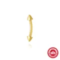 Premium goud vergulde 925 sterling zilveren gebogen barbell piercing met spikes - Dubbele Spike Stijl (Goud #11) / Goud #11