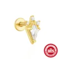 Orecchino labret in argento sterling 925 dorato con zircone trasparente a forma di aquilone - Stile Strass Rombo (#8) / Oro