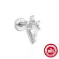 Orecchino a lobo in argento 925 con cristallo a forma di rombo e retro piatto - Stile Strass Rombo (#8) / Oro bianco