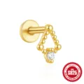 Orecchino labret in argento 925 placcato oro con design a perle triangolari e zircone lucido - Stile Perle Triangolo Invertito (#9) / Oro