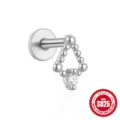 Orecchino a perno labret in argento sterling 925 con triangolo di perle e zircone - Stile Perle Triangolo Invertito (#9) / Oro bianco