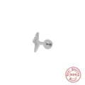 Elegant lightning bolt 925 sterling silver stud earring with sparkling cubic zirconia - Lightning Style (#9) / White Gold