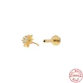 925 sterling silver gold-plated flower labret stud with zircon stone for cartilage - Sun Flower Style (#10) / Gold