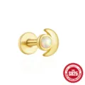 Orecchino a bottone a mezzaluna in argento 925 con opale bianco tondo, finitura dorata - Stile Opale Mezzaluna (#10) / Oro