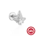 Orecchino per cartilagine in argento 925 con design a ventaglio e zirconi - Stile Starburst a Ventaglio Radiante (#13) / Oro bianco