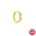 Detailed close-up of a gold 925 silver hoop earring with opal and cubic zirconia stones - Style #3 (Marquise) / Single Piece / Gold